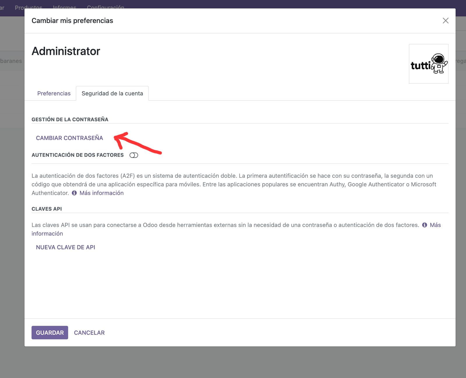 Cambiar contraseña
