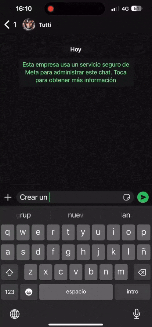 Ejemplo de conversación con Tutti por WhatsApp