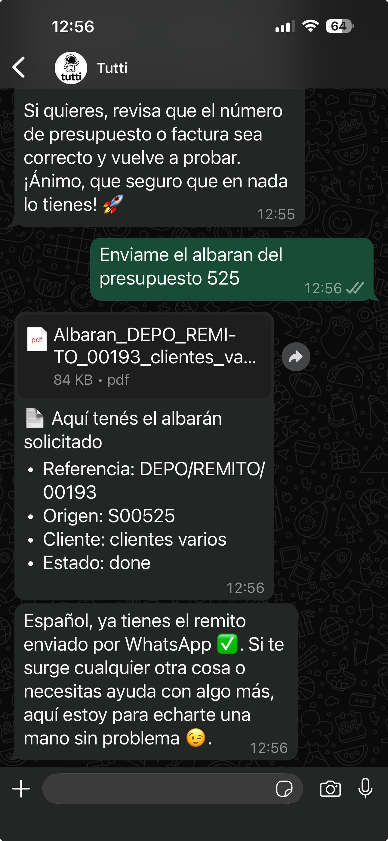 Albarán solicitado